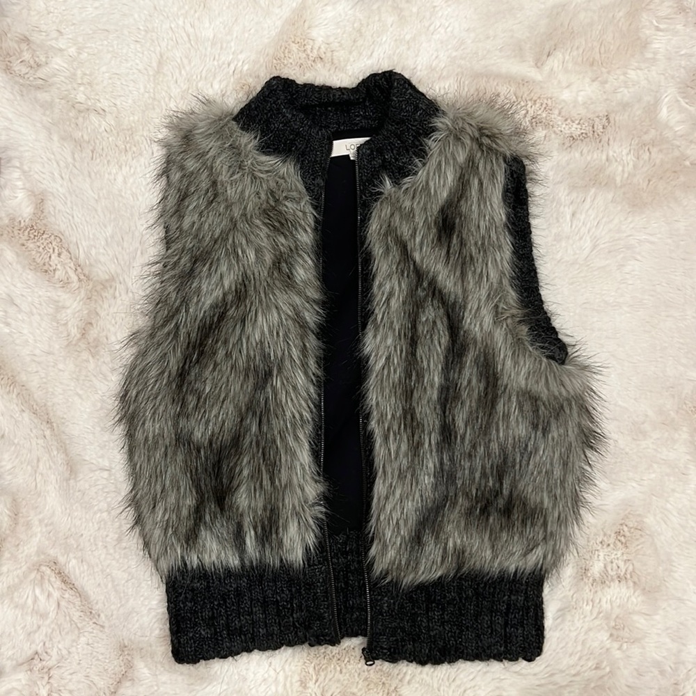 Loft furry sweater vest with zipper in XS/S
